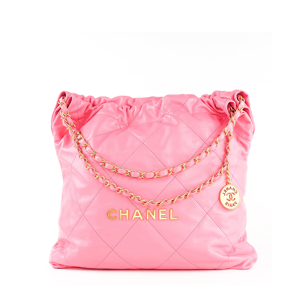 CHANEL CHANEL 香奈兒 22 bag 粉紅亮面小牛皮 金色金屬 小號 CHANEL 22 Small Bag Pink Shiny Calfskin GHW