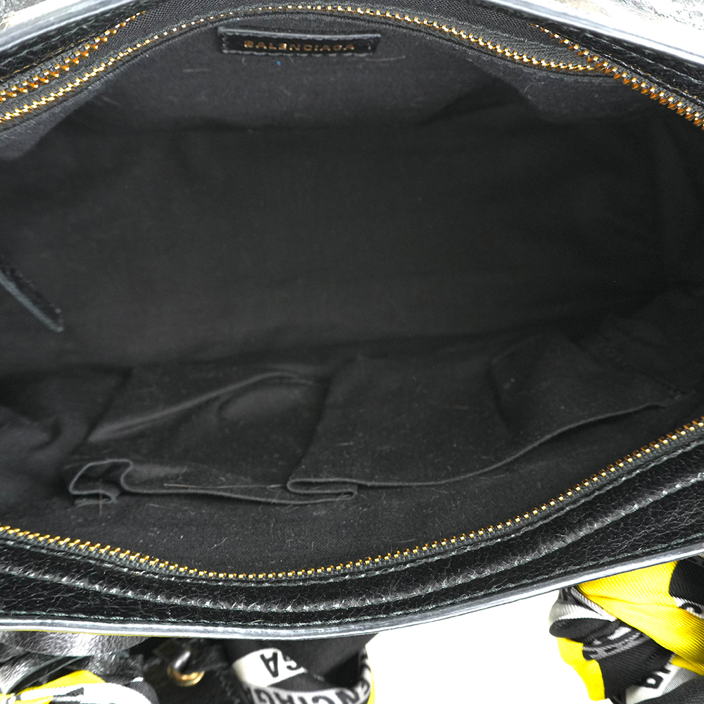 BALENCIAGA BALENCIAGA Black Classic Gold City S Scarf Bag 巴黎世家 絲巾機車包 黑色 | 黃黑印花絲巾款 - 23