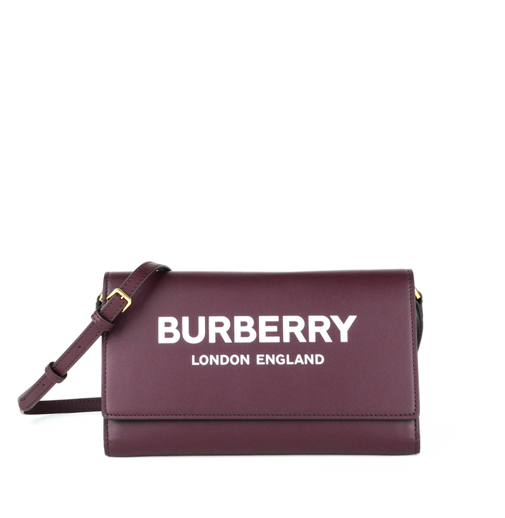 BURBERRY Burberry Hazelmere WOC 印花 LOGO 小牛皮斜背長夾 | Printed Logo Leather - 1
