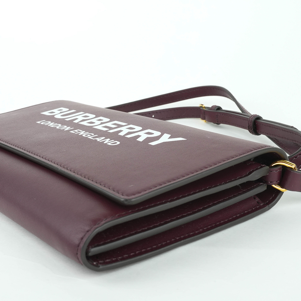 BURBERRY Burberry Hazelmere WOC 印花 LOGO 小牛皮斜背長夾 | Printed Logo Leather - 7