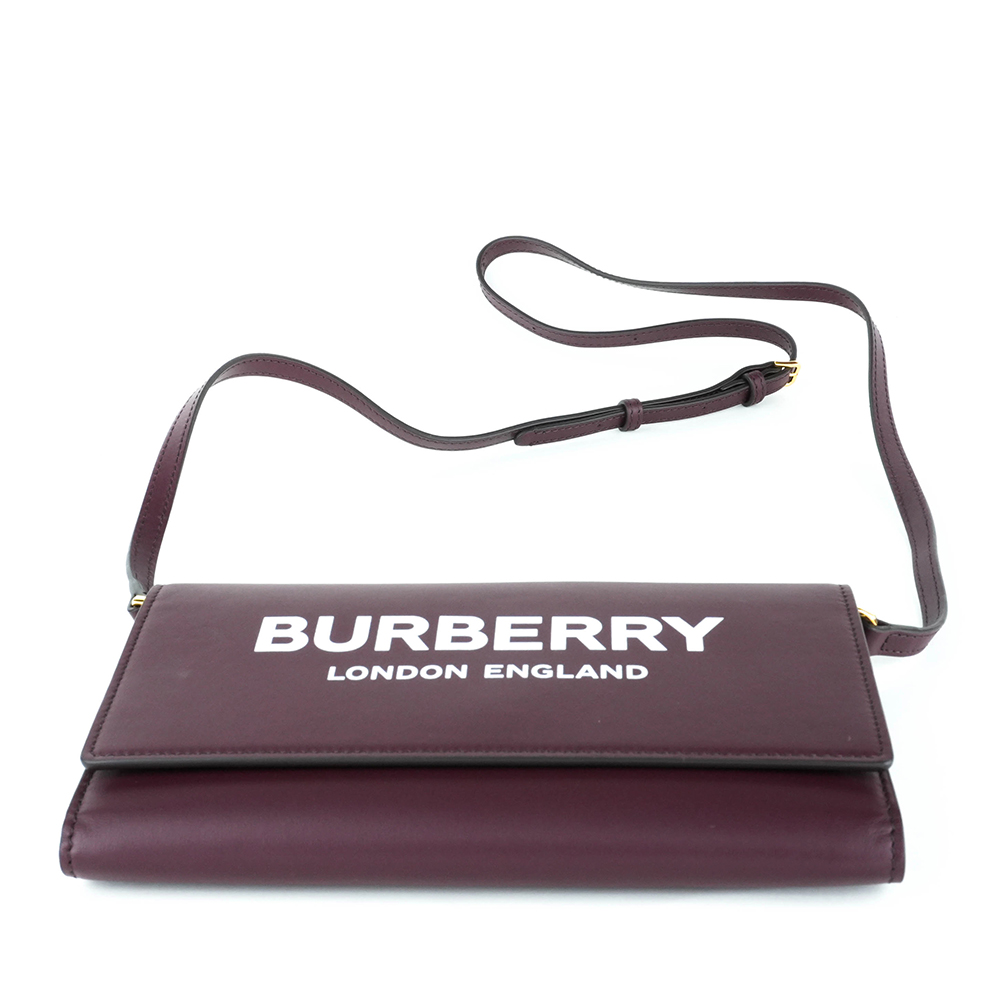 BURBERRY Burberry Hazelmere WOC 印花 LOGO 小牛皮斜背長夾 | Printed Logo Leather - 5
