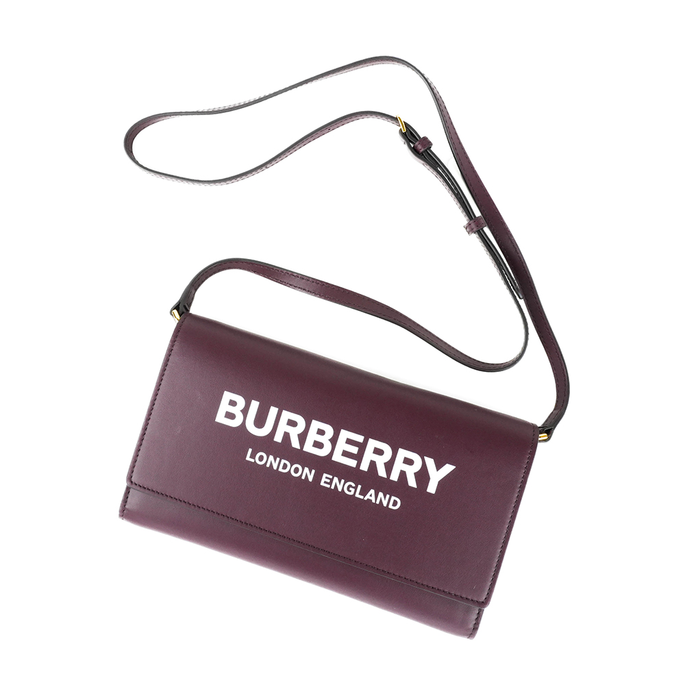 BURBERRY Burberry Hazelmere WOC 印花 LOGO 小牛皮斜背長夾 | Printed Logo Leather - 4