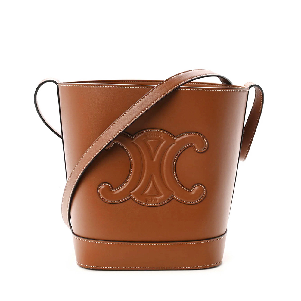 CELINE CELINE 凱旋門立體浮雕皮革水桶包|Small Bucket in Smooth Calfskin with Cuir Triomphe - 1