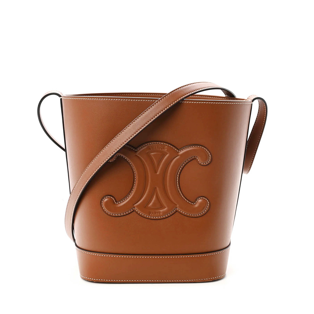 CELINE CELINE 凱旋門立體浮雕皮革水桶包|Small Bucket in Smooth Calfskin with Cuir Triomphe - 27