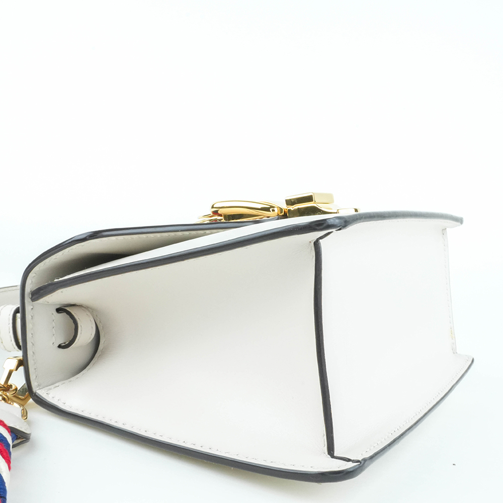 GUCCI GUCCI Sylvie Mini 塞爾維亞絲帶包 白色金扣 手提 斜背兩用包|Sylvie Mini Leather Bag - 20