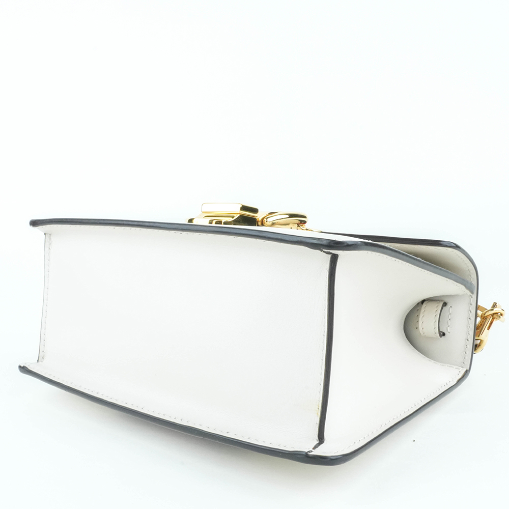 GUCCI GUCCI Sylvie Mini 塞爾維亞絲帶包 白色金扣 手提 斜背兩用包|Sylvie Mini Leather Bag - 21