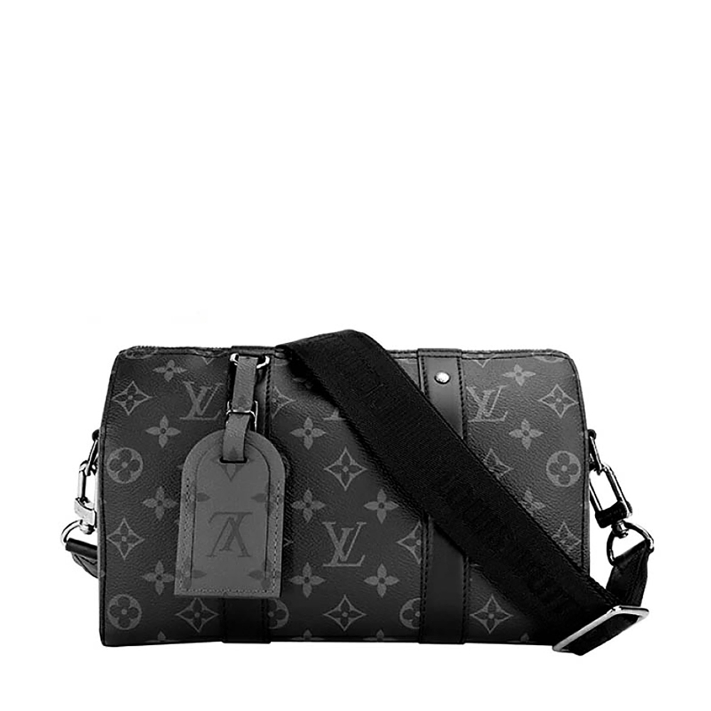 LOUIS VUITTON LV City Keepall 黑灰塗層帆布 老花黑武士肩背包 LOUIS VUITTON City Keepall Monogram Eclips