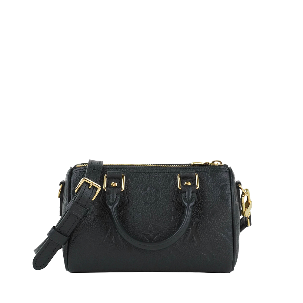 LOUIS VUITTON LV Nano Speed 牛皮壓紋波士頓包 黑色 Louis Vuitton Nano Speedy Monogram Empreinte Leather Black
